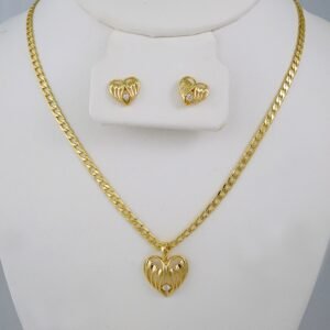 Cadenas & Colgantes & Earrings/ Chain W/Pendants /  14K Real Color/  Zircon Stone// SET616