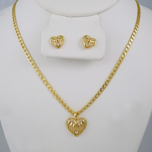 Cadenas & Colgantes & Earrings/ Chain W/Pendants /  14K Real Color/  Zircon Stone// SET616