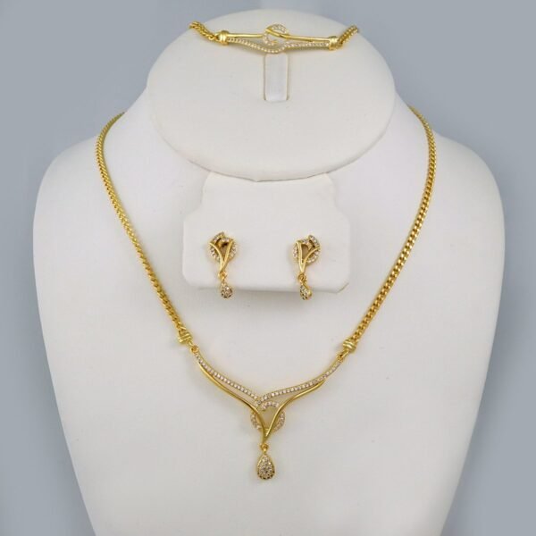 Cadenas & Colgantes & Earrings/Bracelets/ Chain W/Pendants /14K Real Color/Zircon Stone// SET617