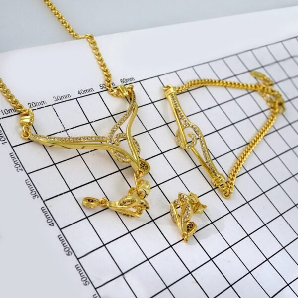 Cadenas & Colgantes & Earrings/Bracelets/ Chain W/Pendants /14K Real Color/Zircon Stone// SET617 - Image 4