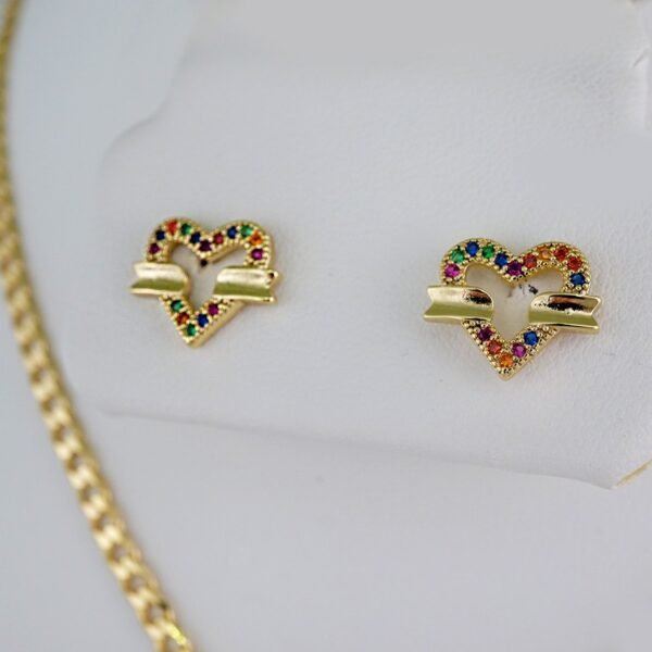 Cadenas & Colgantes & Earrings/  Chain W/Pendants /14K Real Color/Zircon Stone/ 3mmx45// SET644 - Image 3