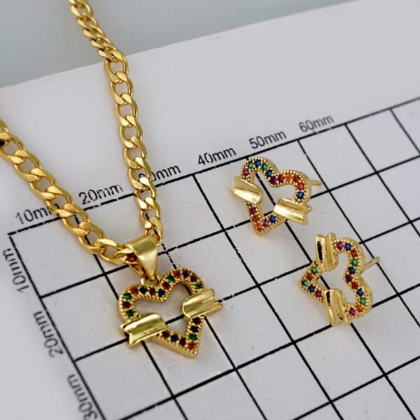 Cadenas & Colgantes & Earrings/  Chain W/Pendants /14K Real Color/Zircon Stone/ 3mmx45// SET644 - Image 4