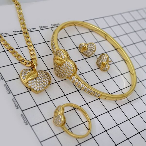 Cadenas & Colgantes & Earrings/ Rings/Bracelets/ Chain W/Pendants /14K Real Color/Zircon Stone// SET650 - Image 5