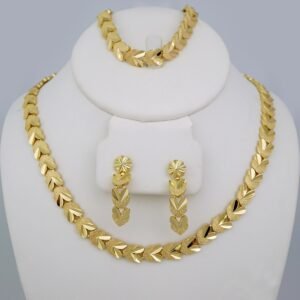 Gargantilla & Pulsera & Earrings /  Choker W/ Bracelet/  14K Real Color/ Plain/  8mm x 45cm// SET662