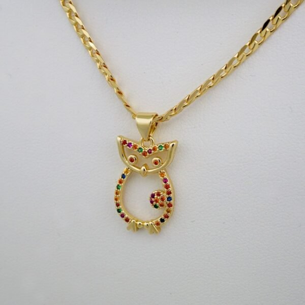 Cadenas & Colgantes & Earrings/ Chain W/Pendants /  14K Real Color/  Zircon Stone/  3mmx45// SET671 - Image 3
