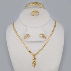 Cadenas & Colgantes & Earrings/ Rings/Bracelets/ Chain W/Pendants /14K Real Color/Zircon Stone// SET690