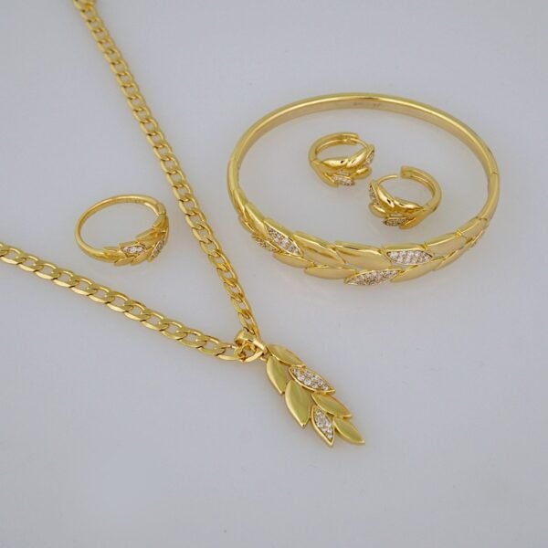 Cadenas & Colgantes & Earrings/ Rings/Bracelets/ Chain W/Pendants /14K Real Color/Zircon Stone// SET690 - Image 2