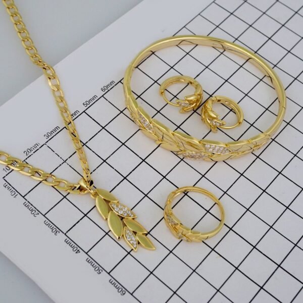 Cadenas & Colgantes & Earrings/ Rings/Bracelets/ Chain W/Pendants /14K Real Color/Zircon Stone// SET690 - Image 3