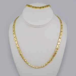 Gargantilla & Manilla / Choker W/ Bracelet/  14K Real Color/  Plain/  6mm x 45cm// SET692