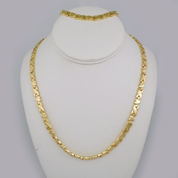 Gargantilla & Manilla / Choker W/ Bracelet/  14K Real Color/  Plain/  6mm x 45cm// SET692