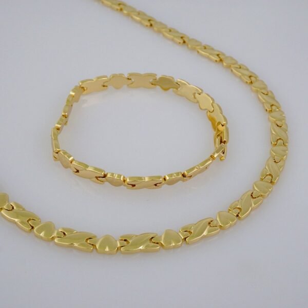 Gargantilla & Manilla / Choker W/ Bracelet/  14K Real Color/  Plain/  6mm x 45cm// SET692 - Image 4