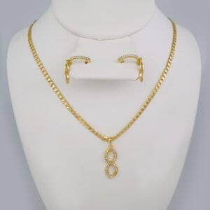 Cadenas & Colgantes & Earrings/ Chain W/Pendants /  14K Real Color/  Zircon Stone/  3mmx45// SET696