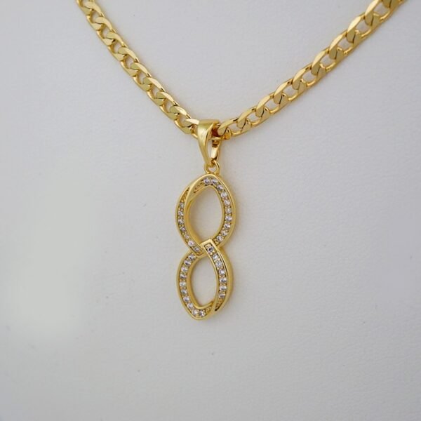Cadenas & Colgantes & Earrings/ Chain W/Pendants /  14K Real Color/  Zircon Stone/  3mmx45// SET696 - Image 2