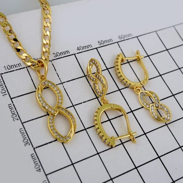Cadenas & Colgantes & Earrings/ Chain W/Pendants /  14K Real Color/  Zircon Stone/  3mmx45// SET696 - Image 4