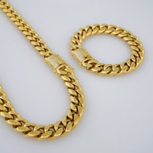 Cadenas & Pulseras/ Chain & Bracelet/  14K Real Color/Zircon Stone/Cierre Original/  14mmx60cm//SET725