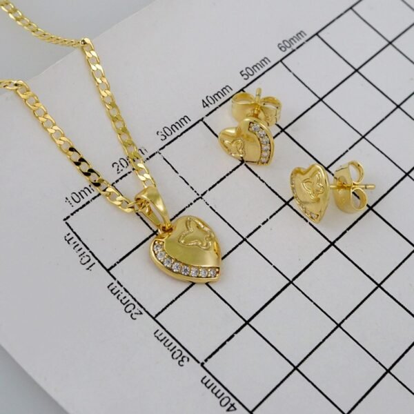 Cadenas & Colgantes & Earrings/ Chain W/Pendants /  14K Real Color/  Zircon Stone/  2mmx45// SET734 - Image 4