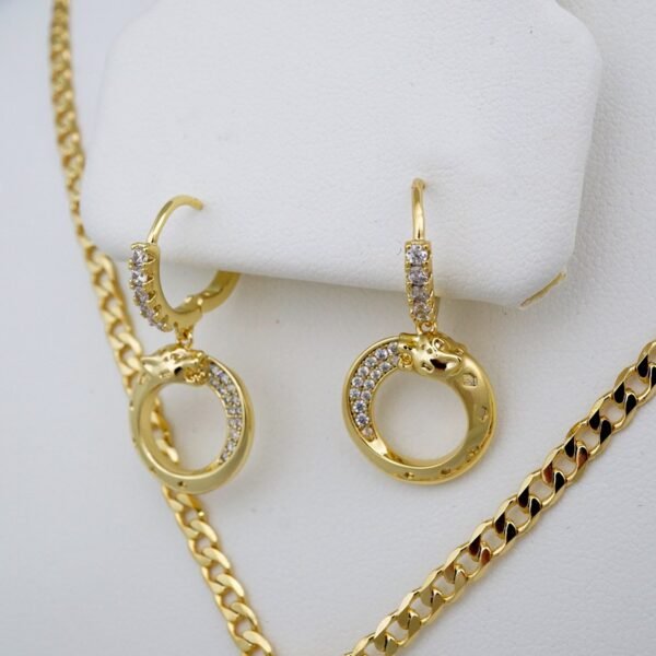 Cadenas & Colgantes & Earrings/ Chain W/Pendants /  14K Real Color/  Zircon Stone/  3mmx45// SET761 - Image 2
