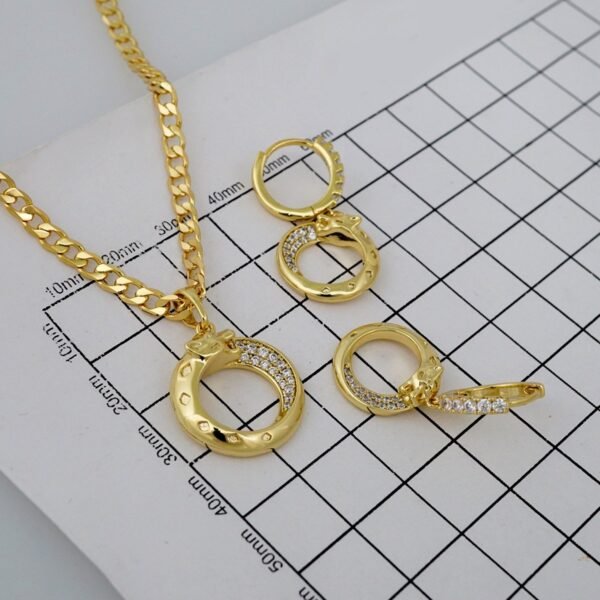 Cadenas & Colgantes & Earrings/ Chain W/Pendants /  14K Real Color/  Zircon Stone/  3mmx45// SET761 - Image 3
