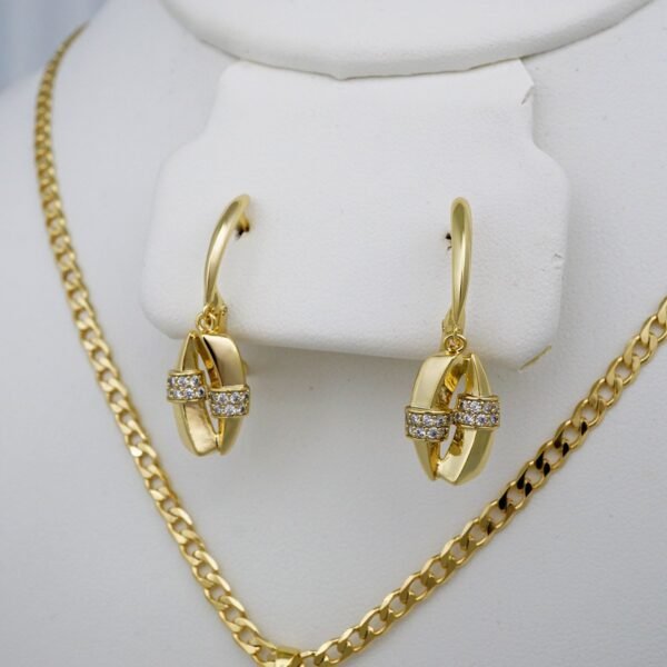 Cadenas & Colgantes & Earrings/ Chain W/Pendants /  14K Real Color/  Zircon Stone/  3mmx45// SET762 - Image 2
