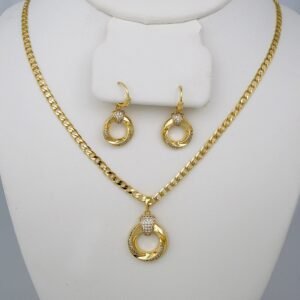 Cadenas & Colgantes & Earrings/ Chain W/Pendants /  14K Real Color/  Zircon Stone/  3mmx45// SET763