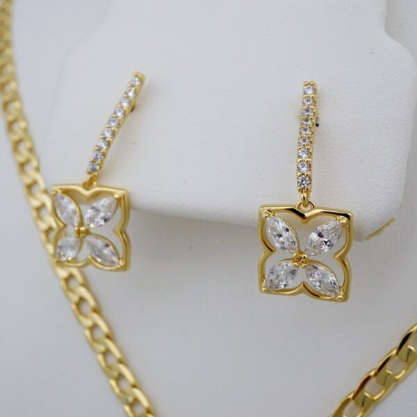 Cadenas & Colgantes & Earrings/ Chain W/Pendants /  14K Real Color/  Zircon Stone/  4mmx45// SET764 - Image 2