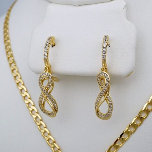 Cadenas & Colgantes & Earrings/ Chain W/Pendants /  14K Real Color/  Zircon Stone/  4mmx45// SET765 - Image 2