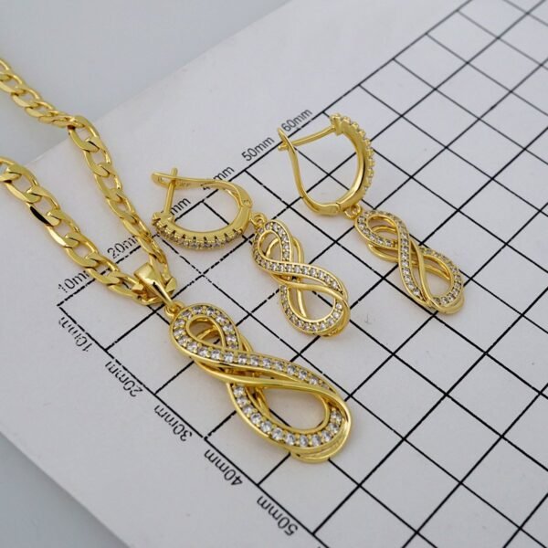 Cadenas & Colgantes & Earrings/ Chain W/Pendants /  14K Real Color/  Zircon Stone/  4mmx45// SET765 - Image 3