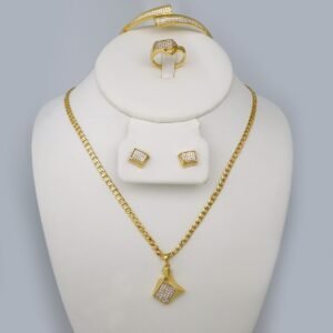 Cadenas & Colgantes & Earrings/ Rings/Bracelets/  Chain W/Pendants /14K Real Color/  Zircon Stone/ 3mmx45cm//SET766
