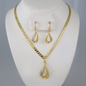 Cadenas & Colgantes & Earrings/ Chain W/Pendants /  14K Real Color/  Zircon Stone/  6mmx45cm// SET775