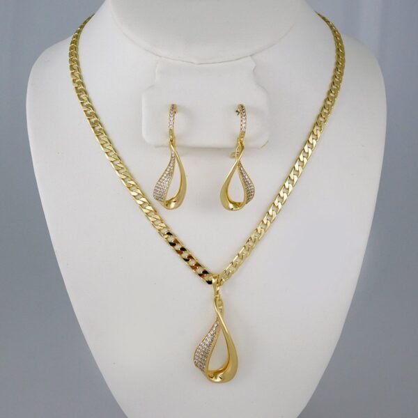 Cadenas & Colgantes & Earrings/ Chain W/Pendants /  14K Real Color/  Zircon Stone/  6mmx45cm// SET775