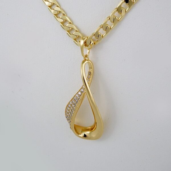 Cadenas & Colgantes & Earrings/ Chain W/Pendants /  14K Real Color/  Zircon Stone/  6mmx45cm// SET775 - Image 3