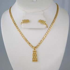 Cadenas & Colgantes & Earrings/ Chain W/Pendants /  14K Real Color/  Zircon Stone/  4mmx45cm// SET776