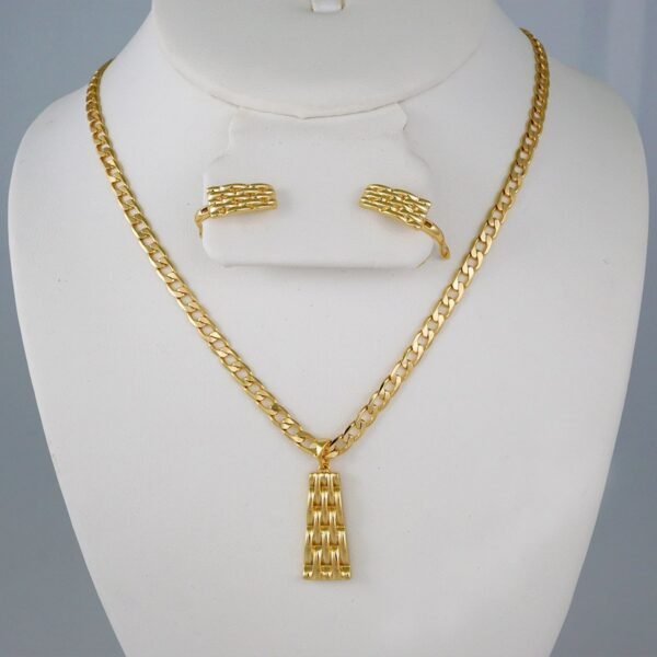 Cadenas & Colgantes & Earrings/ Chain W/Pendants /  14K Real Color/  Zircon Stone/  4mmx45cm// SET776