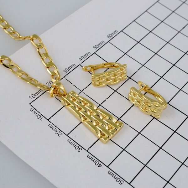 Cadenas & Colgantes & Earrings/ Chain W/Pendants /  14K Real Color/  Zircon Stone/  4mmx45cm// SET776 - Image 4
