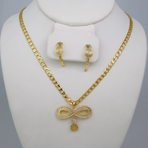 Cadenas & Colgantes & Earrings/ Chain W/Pendants /  14K Real Color/  Zircon Stone/  4mmx45cm// SET781