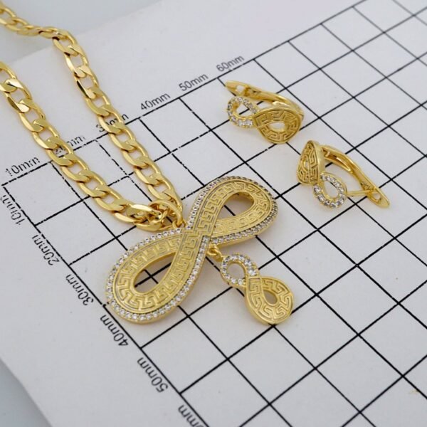 Cadenas & Colgantes & Earrings/ Chain W/Pendants /  14K Real Color/  Zircon Stone/  4mmx45cm// SET781 - Image 4