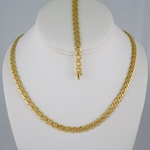 Gargantilla & Pulsera / Choker W/ Bracelet/  14K Real Color/  Plain/ 6mm x 45cm// SET787