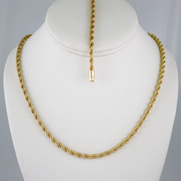 Gargantilla & Pulsera / Choker W/ Bracelet/  14K Real Color/  Plain/  4mm x 45cm// SET788
