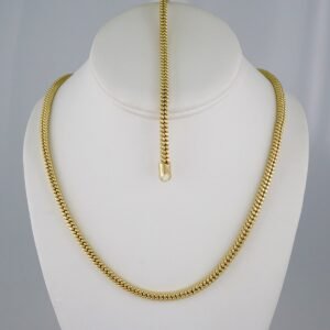 Gargantilla & Pulsera / Choker W/ Bracelet/  14K Real Color/  Plain/  6mm x 45cm// SET789