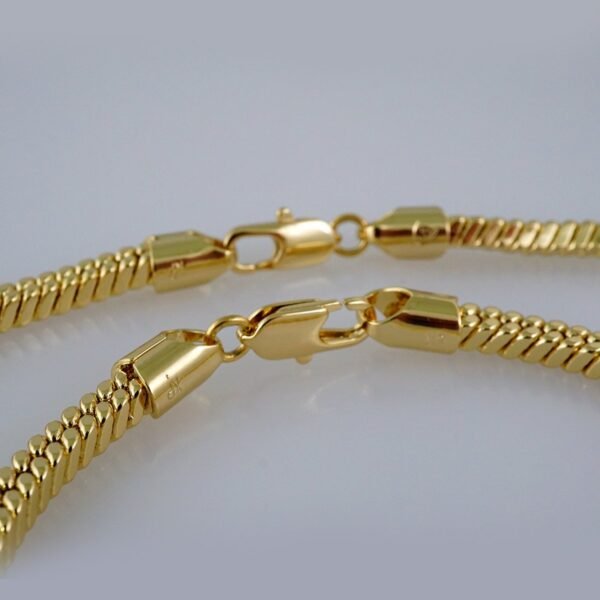 Gargantilla & Pulsera / Choker W/ Bracelet/  14K Real Color/  Plain/  6mm x 45cm// SET789 - Image 3