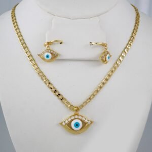 Cadenas & Colgantes & Earrings/ Chain W/Pendants /  14K Real Color/  Zircon Stone/  4mmx45cm// SET808