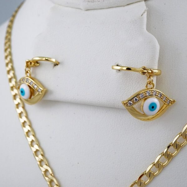 Cadenas & Colgantes & Earrings/ Chain W/Pendants /  14K Real Color/  Zircon Stone/  4mmx45cm// SET808 - Image 2