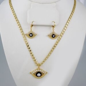 Cadenas & Colgantes & Earrings/ Chain W/Pendants /  14K Real Color/  Zircon Stone/  4mmx45cm// SET809