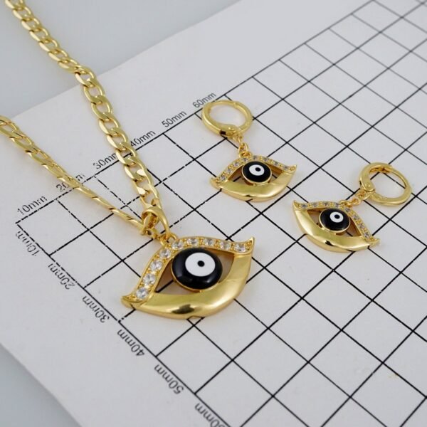 Cadenas & Colgantes & Earrings/ Chain W/Pendants /  14K Real Color/  Zircon Stone/  4mmx45cm// SET809 - Image 4