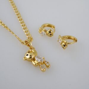 Cadenas & Colgantes & Earrings/ Chain W/Pendants /  14K Real Color/  Zircon Stone/  3mmx45cm// SET810