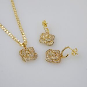 Cadenas & Colgantes & Earrings/ Chain W/Pendants /14K Real Color/ Zircon Stone/ 3mmx45cm// SET823