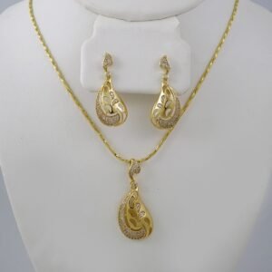 Cadenas & Colgantes & Earrings/ Chain W/Pendants /  14K Real Color/  Zircon Stone/  3mmx45cm//SET824