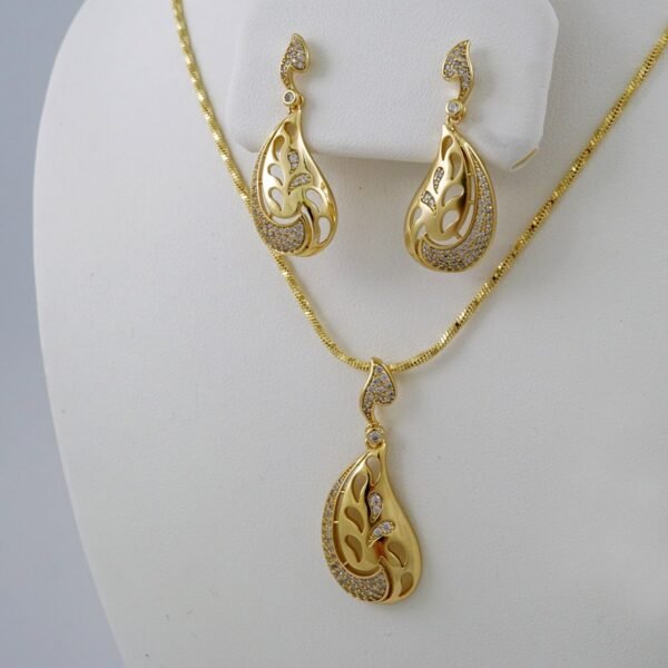 Cadenas & Colgantes & Earrings/ Chain W/Pendants /  14K Real Color/  Zircon Stone/  3mmx45cm//SET824 - Image 2