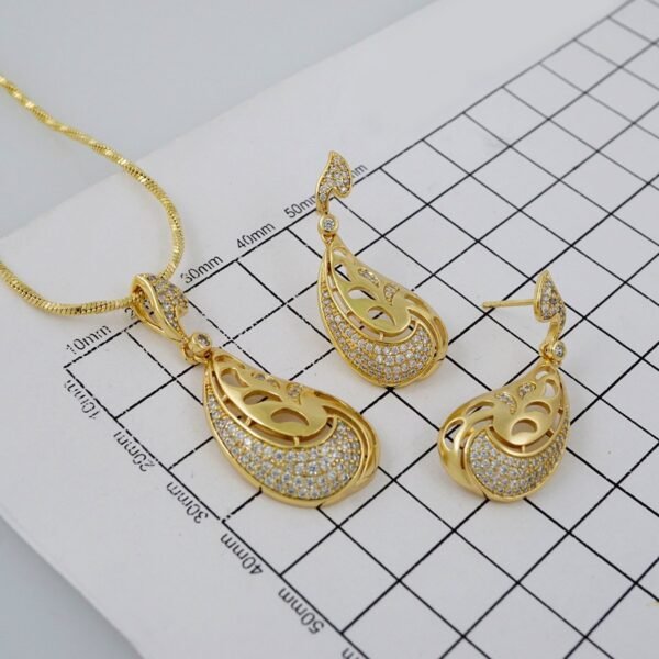 Cadenas & Colgantes & Earrings/ Chain W/Pendants /  14K Real Color/  Zircon Stone/  3mmx45cm//SET824 - Image 3