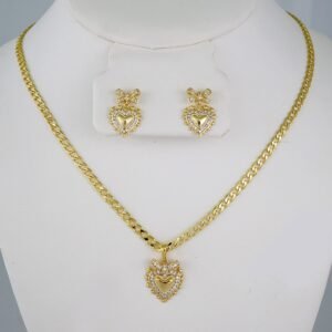Cadenas & Colgantes & Earrings/ Chain W/Pendants /  14K Real Color/  Zircon Stone/  3mmx45cm// SET845